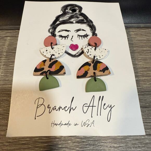 Branch Alley Abstract Animal Print Handmade Dangle Earrings NWT - Picture 3 of 8